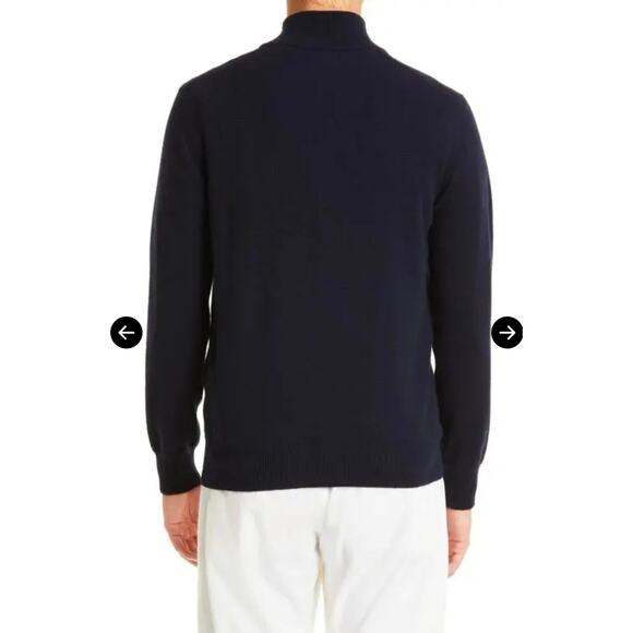 Eleventy Cashmere Navy Blue Quarter Zip Sweater Size XL - Picture 2 of 9